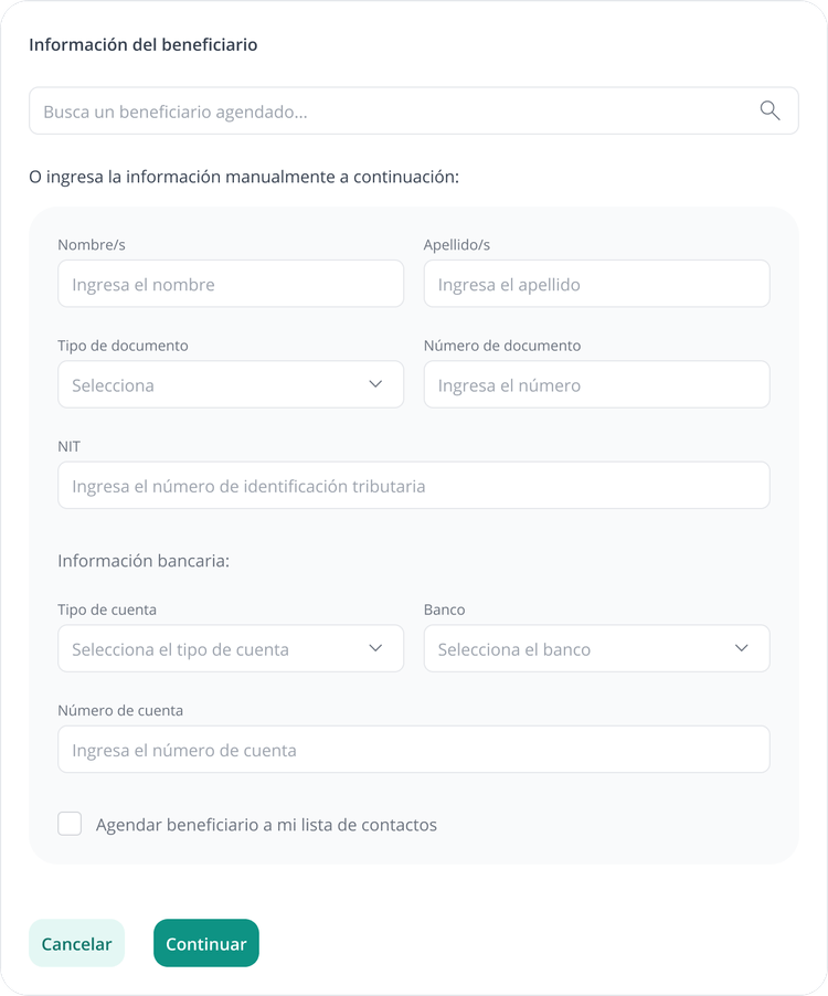 Payment form interface on mobile device