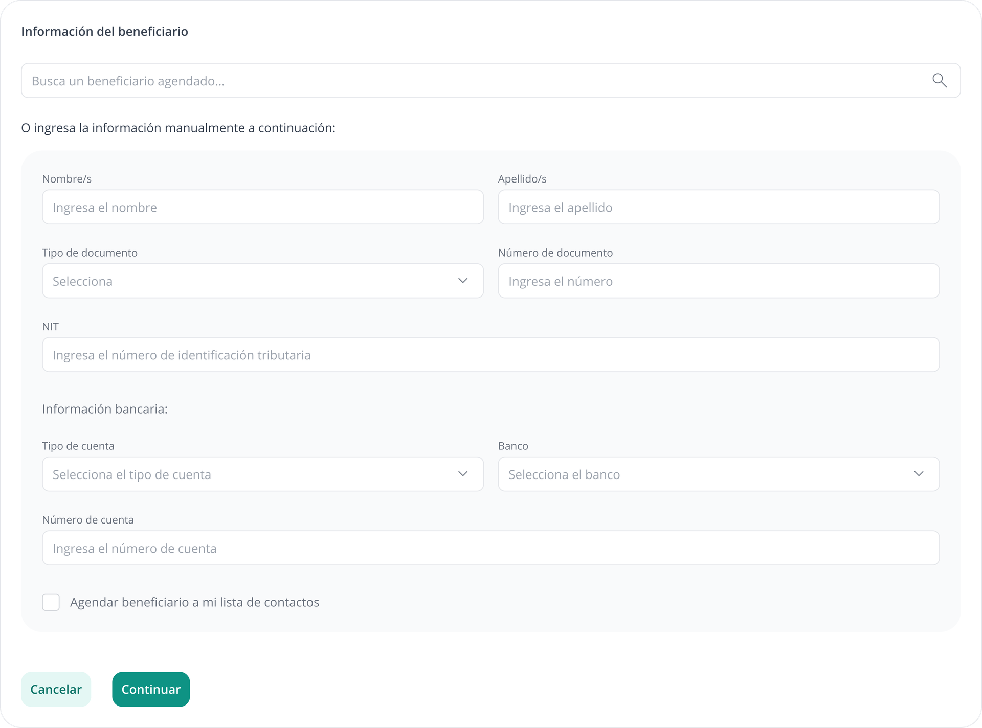 Payment form interface on tablet device